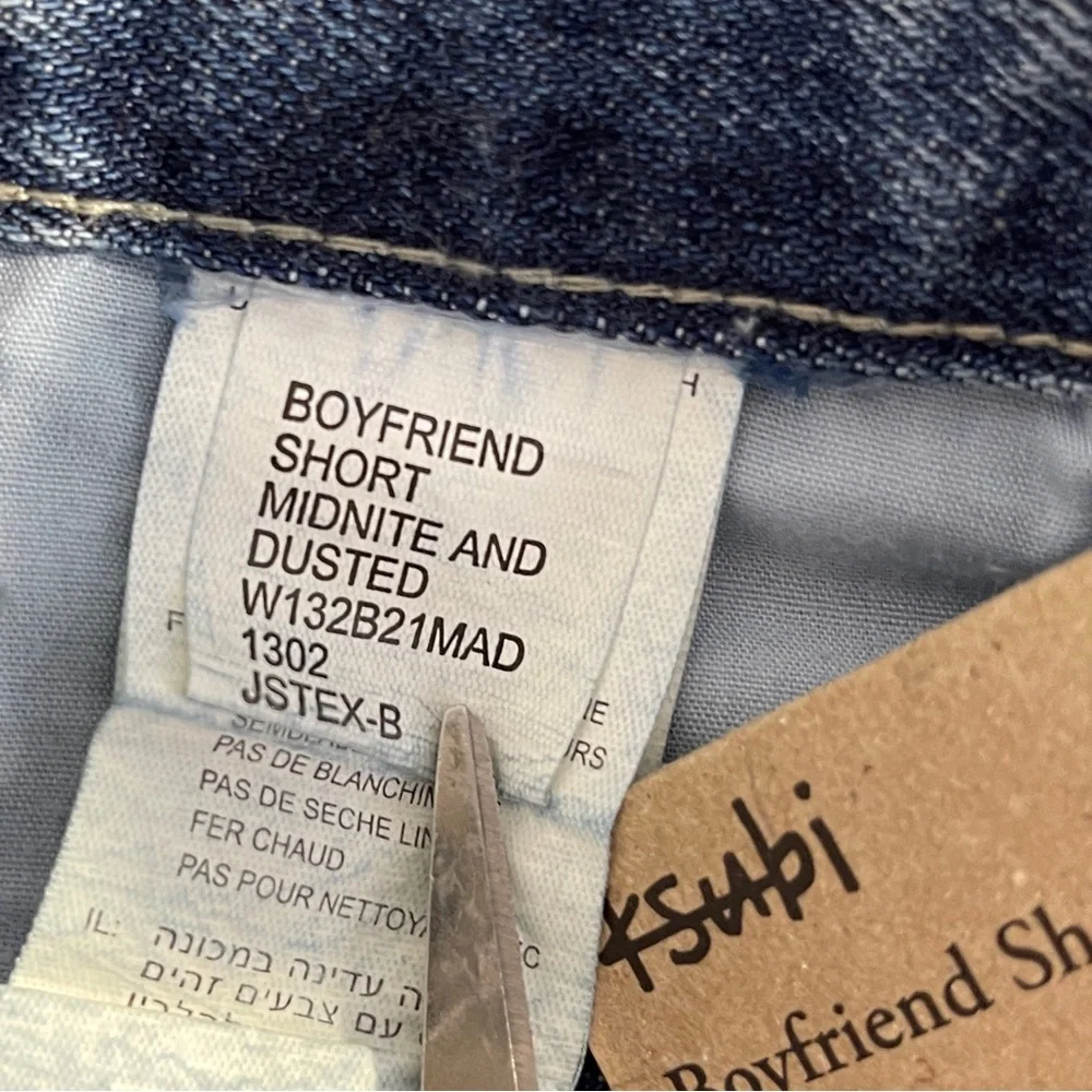 KSUBI Boyfriend Short Midnight & Dusted NEW Size 27 Distressed Denim Jean Shorts
